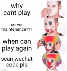 why cant play server maintenance when can play again and scan wechat code pls