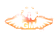 a gm logo with wings on a white background