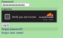 a screenshot of a cloudflare login page asking to verify you are human