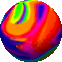 a colorful ball with a rainbow of colors on it