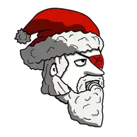 a drawing of a man with a santa hat on his head