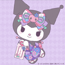 a drawing of a girl with a bow on her head and the words sanrio on the bottom right