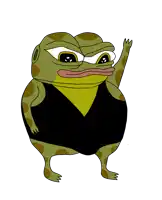 a cartoon of a frog wearing a black top