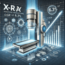 an x-ray machine is shown with a graph showing a cagr of 6.3%