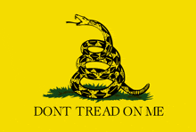 a yellow flag with a snake and the words " do n't tread on me " on it