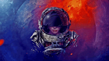 a painting of a woman in an astronaut 's suit