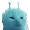 a close up of a blue cat with antennas on its head on a white background .