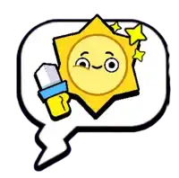 a speech bubble with a sun and a pencil inside of it