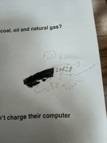 a piece of paper with the words coal oil and natural gas on it