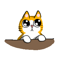 a cartoon drawing of a cat looking over a ledge