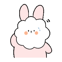 a cartoon drawing of a bunny with a cloud head