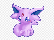 a purple pokemon with blue eyes and a red eye