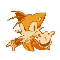 a cartoon drawing of tails the fox giving the thumbs up