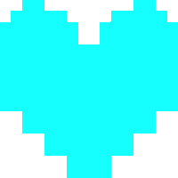 a pixel art of a blue heart on a white background