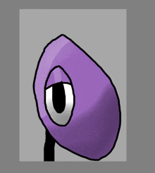 a purple object with a white eye and a black pupil