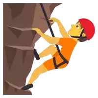 a cartoon illustration of a man climbing a mountain