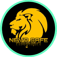 a logo for neva safe gaming features a lion