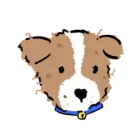 a drawing of a dog with a blue collar