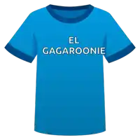 a blue t-shirt that says el gagaroonie on the front