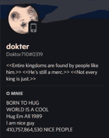 a screenshot of a person 's profile with the name dokter at the top