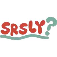 a logo for srsly with a question mark on it