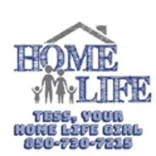 a logo for a company called home my life with a house and two people holding hands .