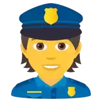 a cartoon illustration of a police officer with a smile on her face