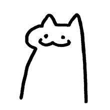 a black and white line drawing of a cat with a smile on its face