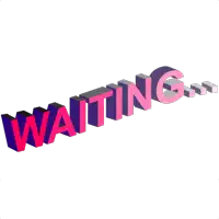 a 3d rendering of the word waiting in purple and pink