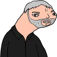 a cartoon drawing of a man with a beard and a very long neck