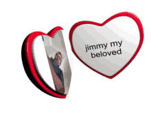 two hearts with jimmy my beloved written on one of them