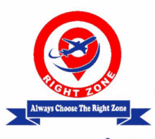 a logo for right zone with a blue ribbon