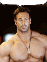 a shirtless man wearing a dog tag necklace