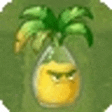 a cartoon illustration of a pineapple with a face and leaves .