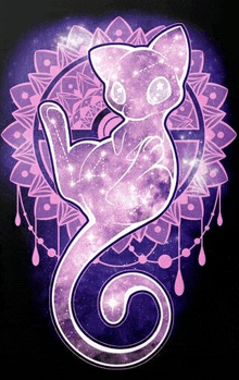 a purple cat is sitting in a circle with a purple mandala in the background .