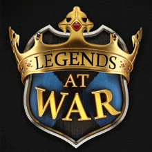 a logo for legends at war has a crown on it