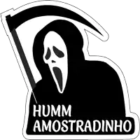 a grim reaper with a screaming face and the words humm amostradinho