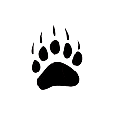 a black and white paw print of a bear