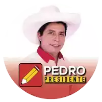 a man wearing a white hat and a red shirt with pedro presidente written below him