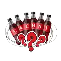 five bottles of cachai coca cola with a question mark