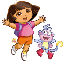 a cartoon of dora the explorer and her monkey booty