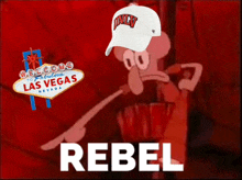 a cartoon of squidward with a hat that says rebel