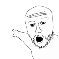 a drawing of a man with a beard pointing at something