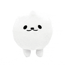 a white stuffed animal with black eyes and a mustache on a white background