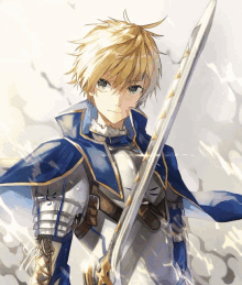 a blonde haired anime character with a sword in his hand