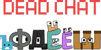 a logo for dead chat with a bunch of characters