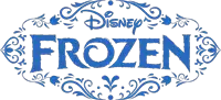 a blue disney frozen logo with swirls and flowers