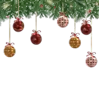 christmas ornaments hanging from a christmas tree branch