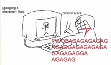 a drawing of a stick figure on a computer with the words " googling a character i like "