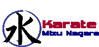 a logo for karate mizu nagare with a blue circle around it